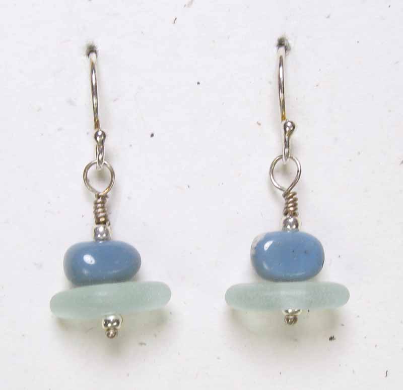 Leland Blue and Beach Glass Earrings